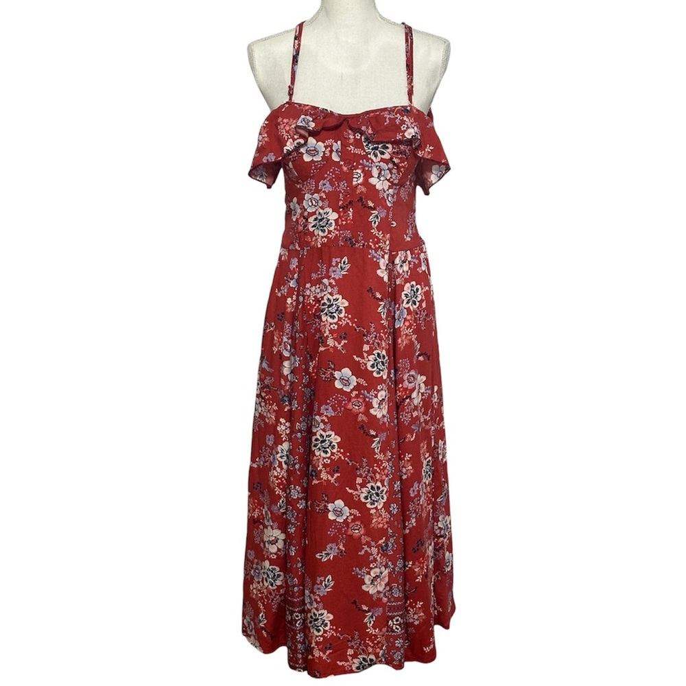 Chelsea & Violet Boutique Red Floral Sleeveless Maxi Dress NWT